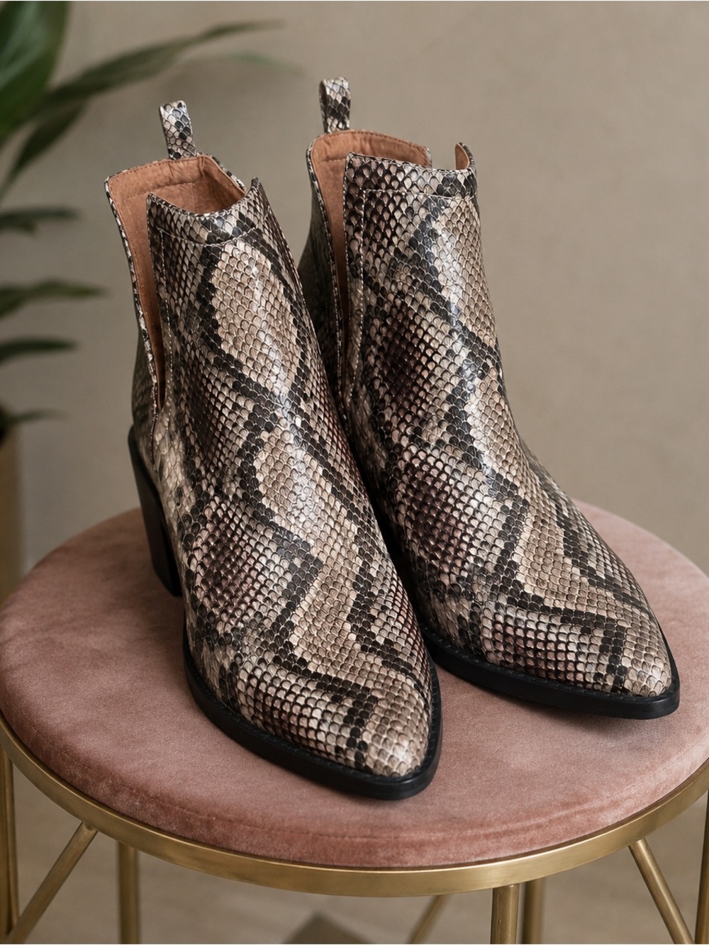 Jeffrey Campbell Rella Snake Print Cutout Ankle Boots Women’s 8.5 Western